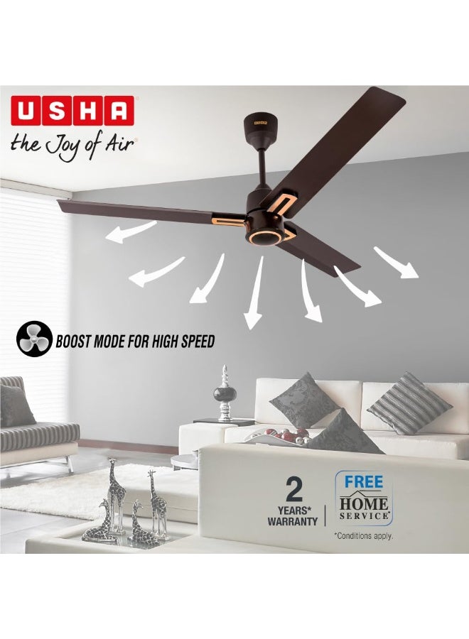 USHA AeroEdge Plus 1200mm BLDC Ceiling Fan with IR Remote | LED Indicator | BEE 5 Star Rated Energy Efficient | 100% Copper Motor | High Air Delivery 220CMM | 2 Year Warranty | (Smoke Brown) - Image 5